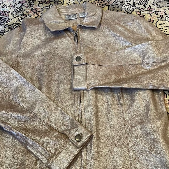 Chico's 100% Leather Foil Jacket Size M - Picture 4 of 8